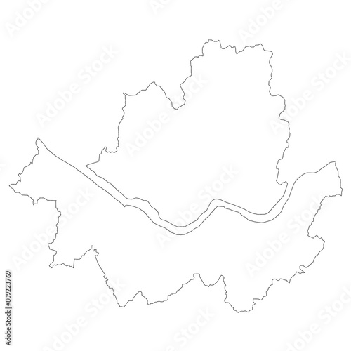 Seoul outline map. administrative map of the South Korean Seoul City