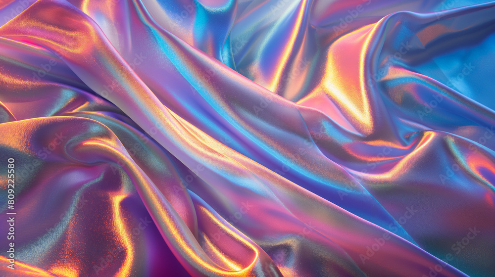 Silk background with flowing waves of vibrant colors and swirling patterns, inspired by movement, fire, and water