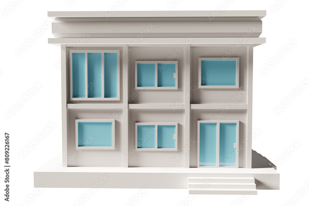 Obraz premium Blue door and window building. 3d rendering. 