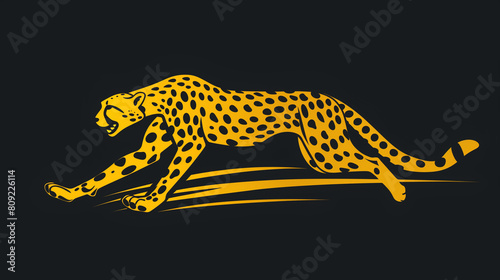 A sleek and agile cheetah mascot logo, racing forward with speed and agility, symbolizing quickness and efficiency, Mascot Logo, Animals