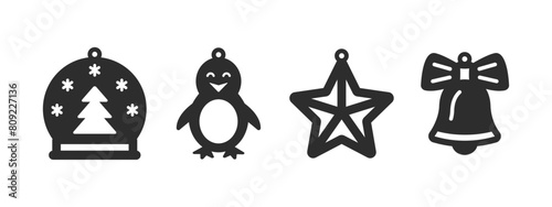 Set of Christmas designs for earrings, pendant or keychain. Jewelry silhouette cut template. Laser cutting with leather, wood or metal. Vector stencils