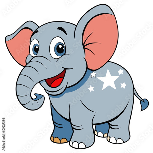 American Elephant Cartoon Vector Illustration