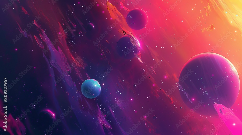 Abstract planets, sun, and space background. national asteroid day Abstract planets, sun, and space background. national asteroid day