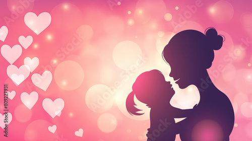 A silhouette of a woman tenderly holding a child in her arms against a bright background.