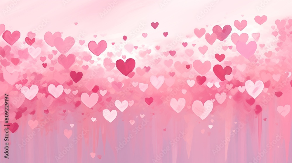 Digital Art of Floating Hearts in Various Shades of Pink for Valentine's Day Celebration