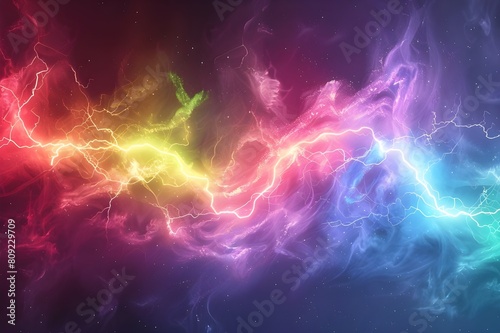 Abstract rainbow lightning background