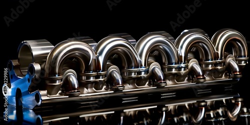 Precision-Engineered Exhaust Manifold for Peak Engine Performance. Concept Automotive Industry, Engine Efficiency, Performance Upgrades, Precision Engineering, Vehicle Tuning photo
