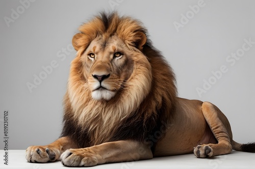 A lion sitting with a white background. L for Lion. © gfxatif