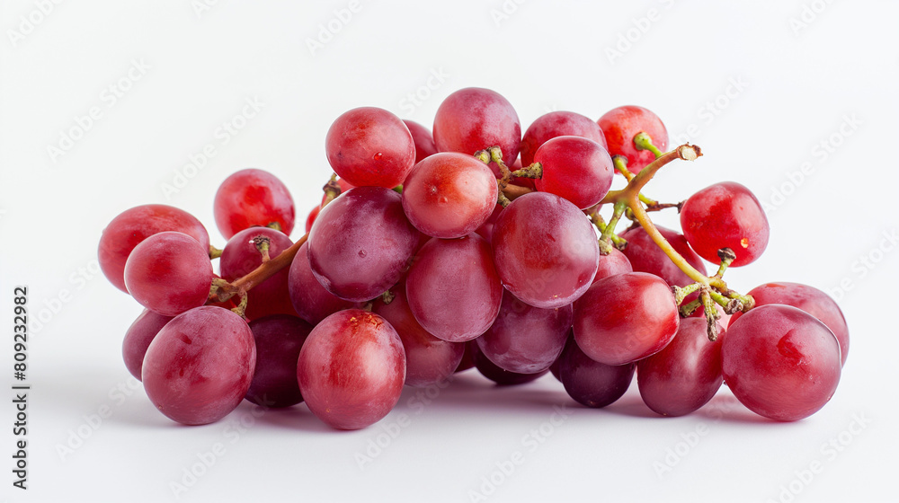 Fresh Cluster of Red Grapes on White Background Fresh Cluster of Red Grapes on White Background