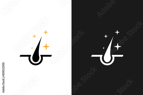 Hair treatment and care icon. Vector shampoo label isolated on white.