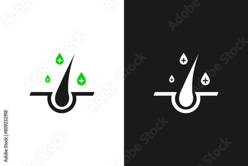 Hair treatment and care icon. Vector shampoo label isolated on white.