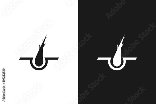 Hair treatment and care icon. Vector shampoo label isolated on white.