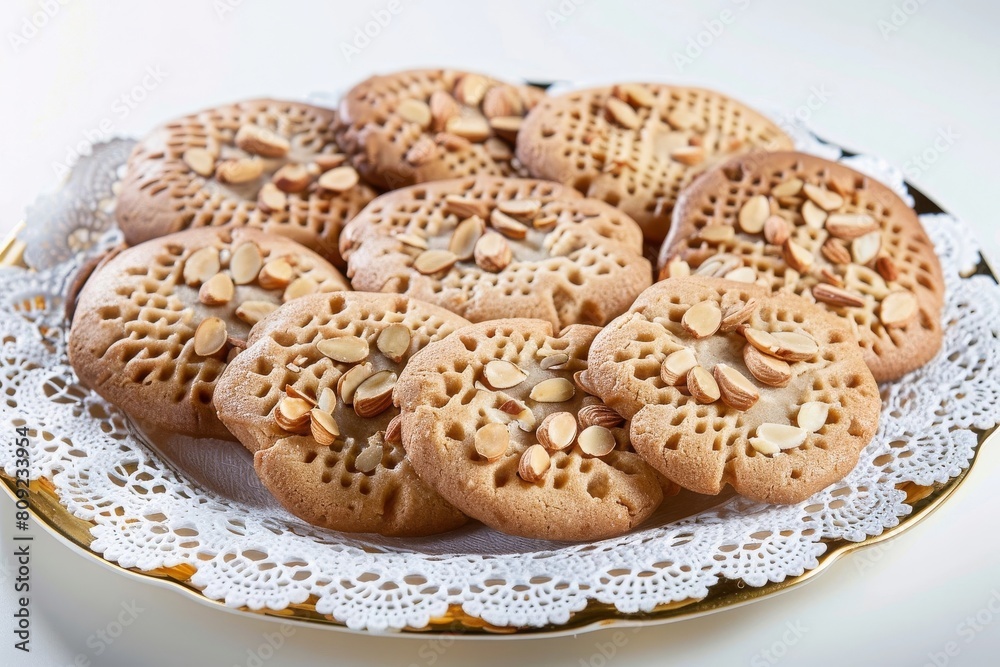 Exquisite Almond Cookie Display with Intricate Latticework
