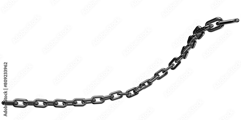 Dark silver chain isolated on a transparent background. 3D render of chromed metal.
Dark silver chain isolated on a transparent background. 3D render of chromed metal.