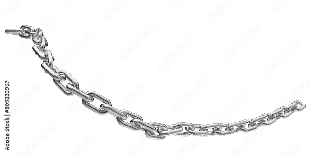Silver chain isolated on a transparent background. 3D render of chromed metal.
Silver chain isolated on a transparent background. 3D render of chromed metal.