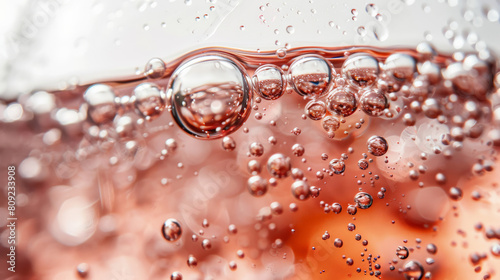 Close-up of wine bubbles in a glass, macro shot, isolated on white background 