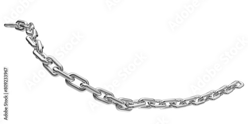 Silver chain isolated on a transparent background. 3D render of chromed metal. 