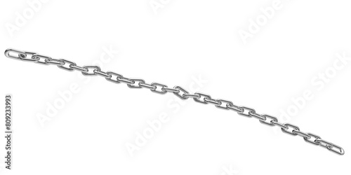 Silver chain isolated on a transparent background. 3D render of chromed metal. 