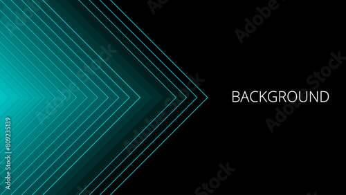 Black abstract background with teal green triangular pattern, modern geometric texture, diagonal rays and angles