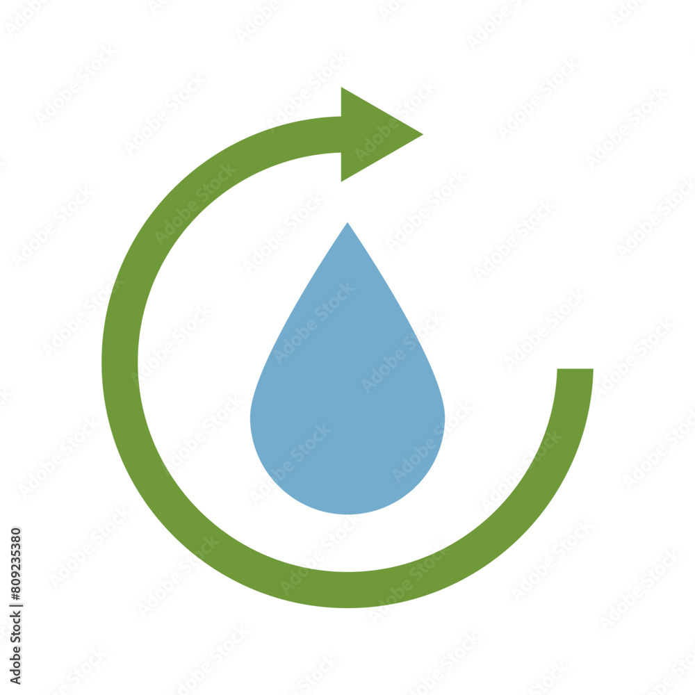 water recycling icon on white background water recycling icon on white background