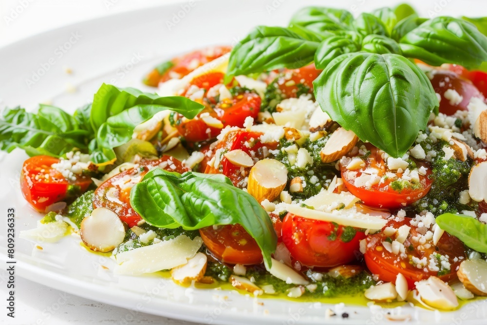 Tasty Almond Basil and Tomato Pesto with Extra-Virgin Olive Oil