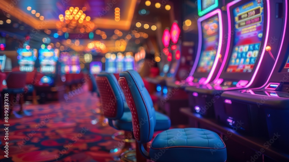 Vibrant casino slot machines with colorful lights