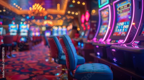 Vibrant casino slot machines with colorful lights