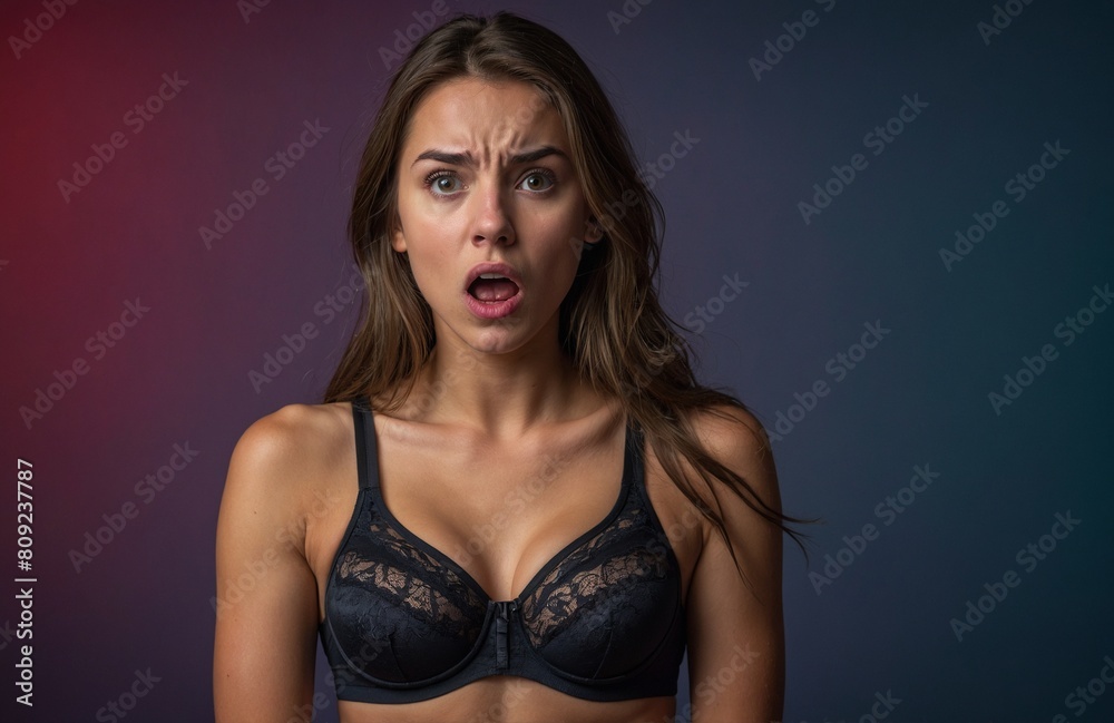 Shocked woman in a bra Shocked woman in a bra