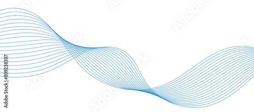 Abstract vector modern background with blue wavy lines and particles. Technology backdrop. 