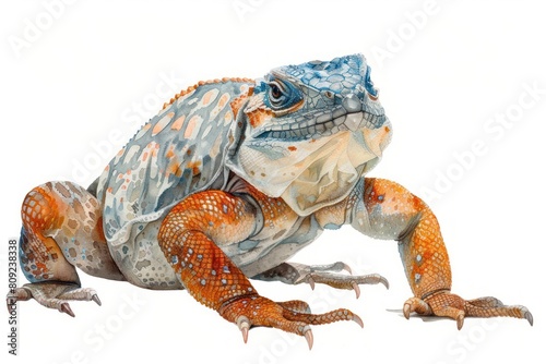 Chuckwalla   Pastel-colored  in hand-drawn style  watercolor  isolated on white background