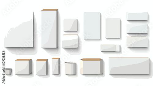 Mockups set of white blank cardboard boxes various