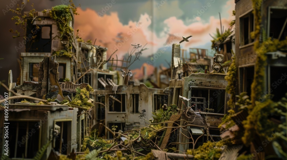 Handcrafted Paper Art of Post-Apocalyptic Urban Scene