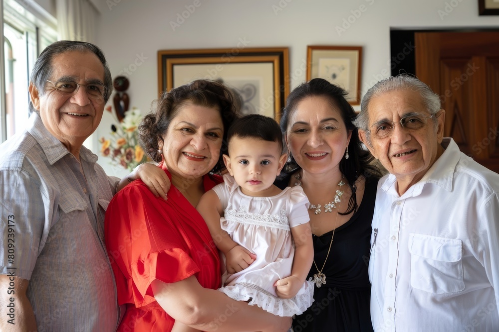 A multigenerational family standing closely together in a group, A family with members of different generations coming together for a special occasion A multigenerational family standing closely together in a group, A family with members of different generations coming together for a special occasion