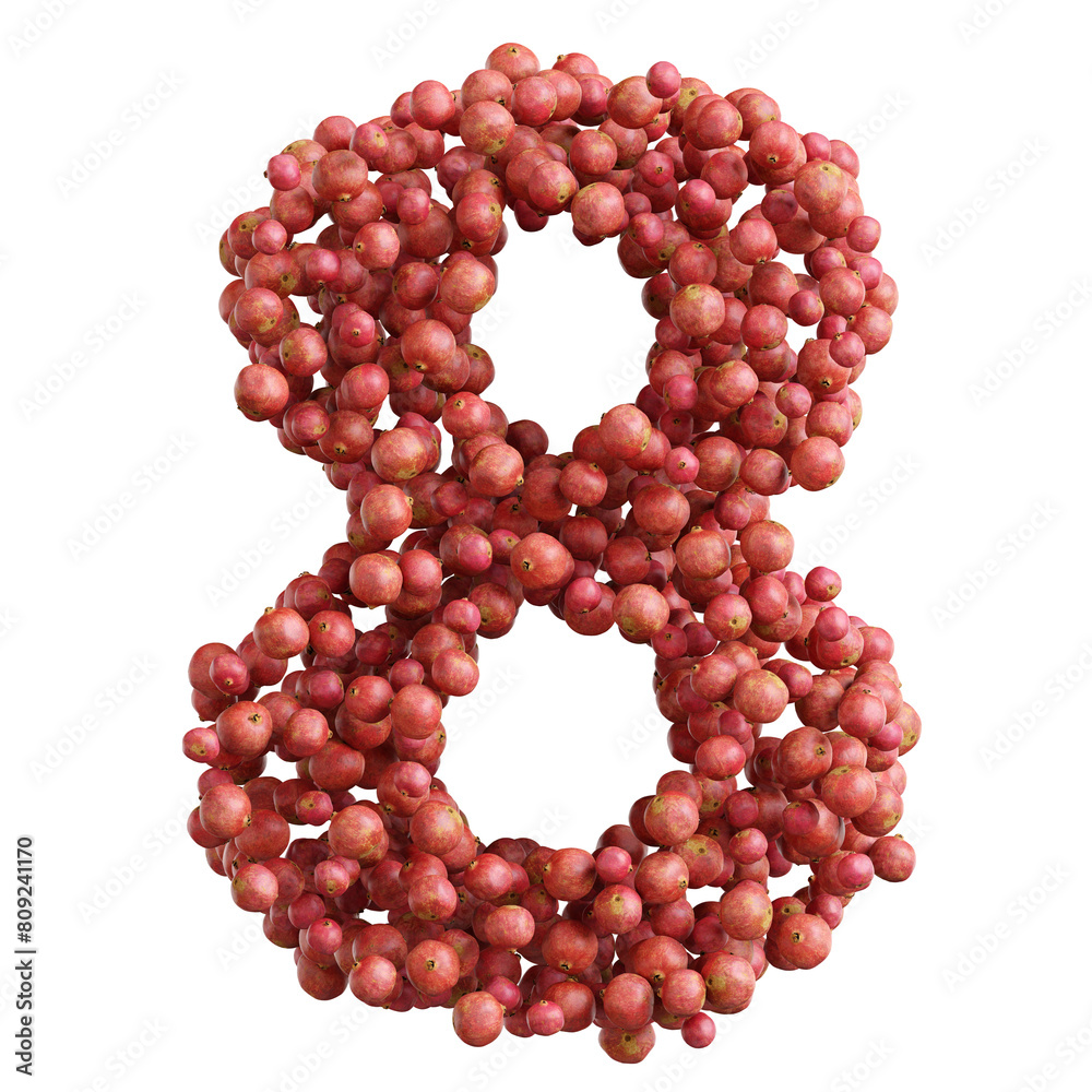 Alphabet made of pomegranate fruit, number 8 Alphabet made of pomegranate fruit, number 8