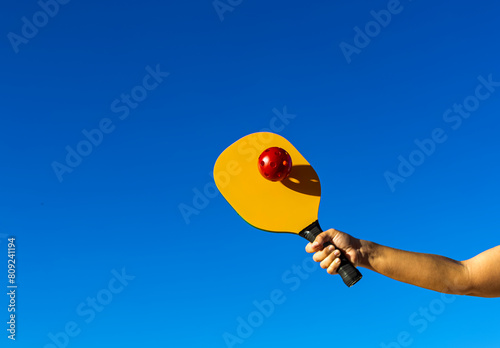 Photos Arm holding pickleball and hitting ball