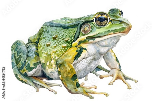 African bullfrog,  Pastel-colored, in hand-drawn style, watercolor, isolated on white background photo