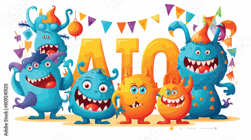 Monster party creative invitation card design with
