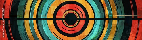 Pop art inspired image of a vintage sonar screen, bold colors showing the echo pattern, retro technology aesthetic