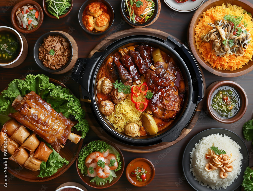 A Feast for the Senses: Traditional Korean Dishes Arrayed in Colorful Splendor A Feast for the Senses: Traditional Korean Dishes Arrayed in Colorful Splendor