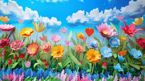 Colorful Flower Garden Paper Art Macro Photography