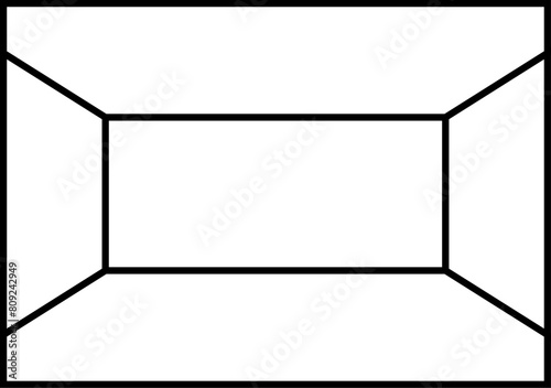 Habitación vacía de trazado negro.