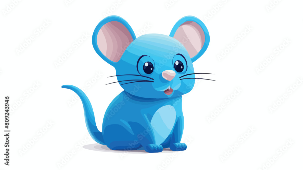 Pets toy mouse for cat play 3D icon. Cute blue plas