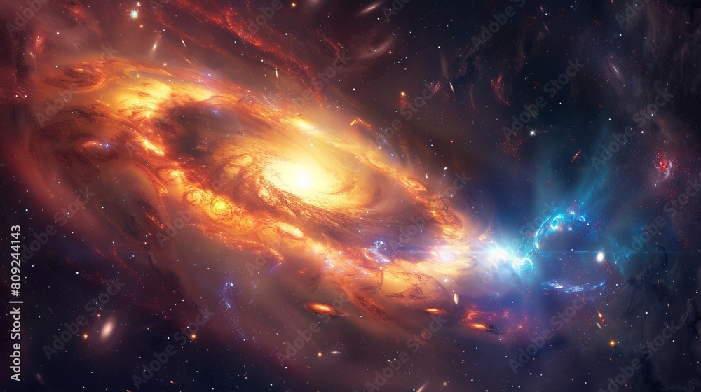 Obraz premium Quasar in deep space, asteroid day