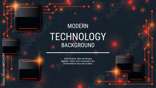 Modern technology style vector background. Design for presentation, slideshow, landing page, flyer, banner, card, booklet