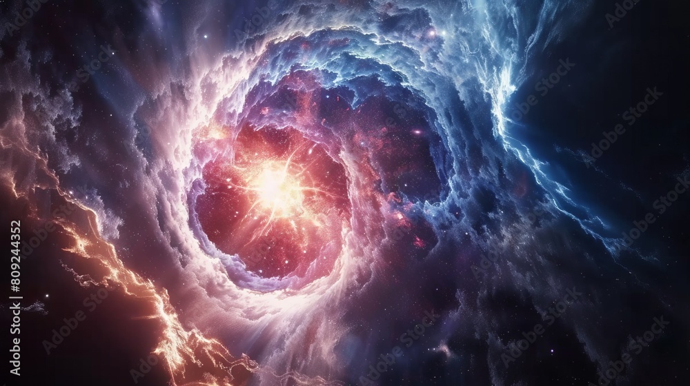 Quasar in deep space, asteroid day