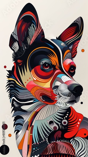 Stylized  abstract illustrations of pets