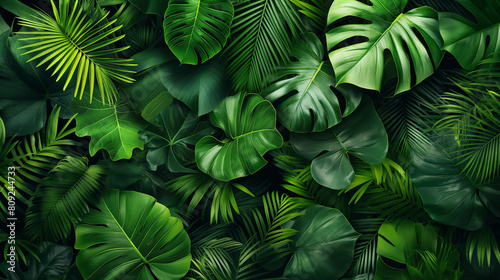 A lush green jungle with many leaves and vines
