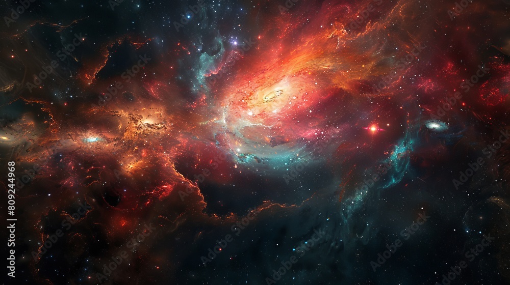 Fototapeta premium Quasar in deep space, asteroid day