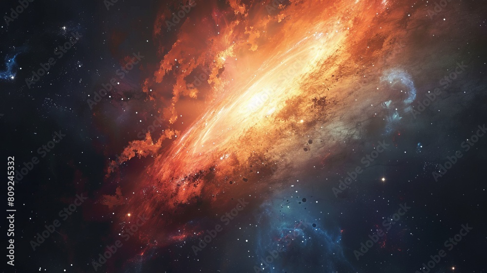 Obraz premium Quasar in deep space, asteroid day