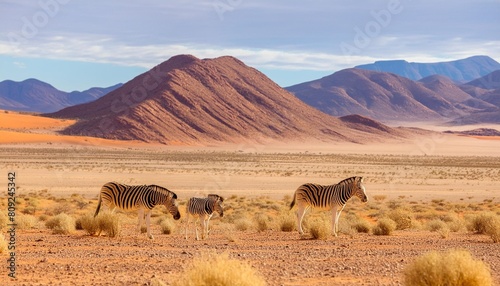 view of zebras in the namib desert namibia